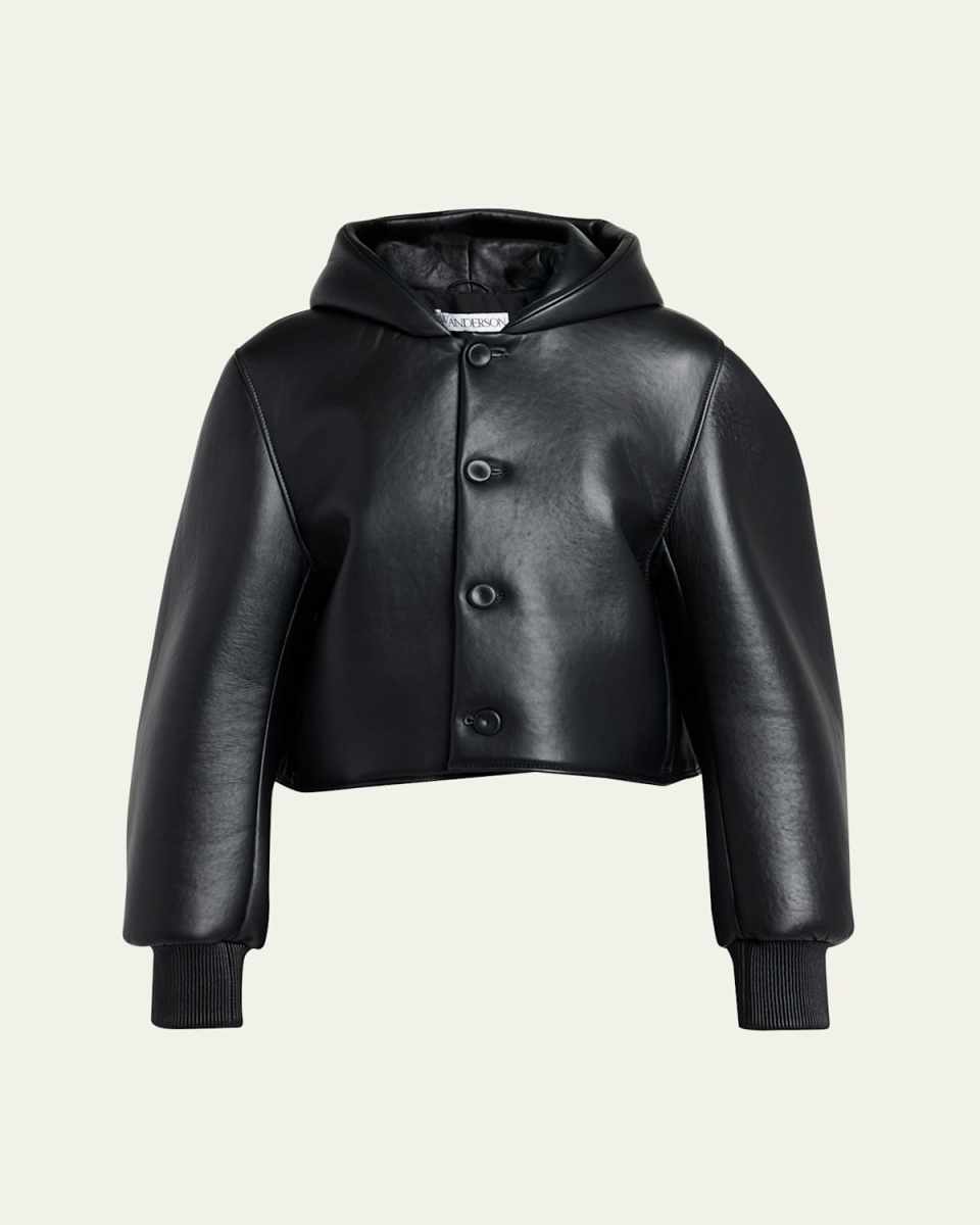 Crop Hooded Leather Jacket